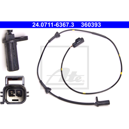 ATE 24.0711-6367.3 Sensor ABS revoluciones rueda delantero derecho para Volvo XC90