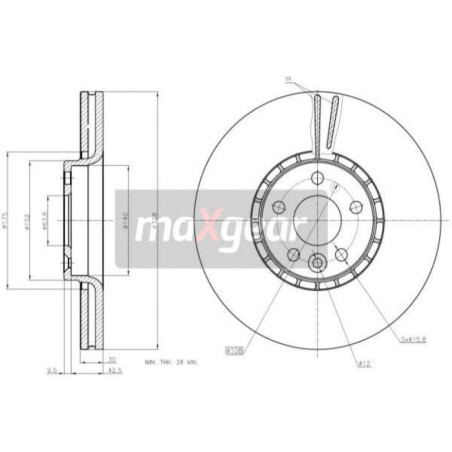 MAXGEAR 19-2336 Disco de freno delantero para Volvo XC60