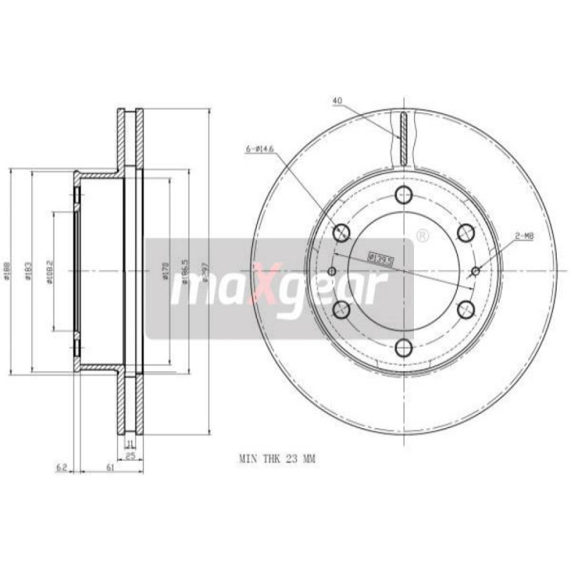 MAXGEAR 19-2350 Tarcza hamulcowa przód dla Toyota Hilux Fortuner