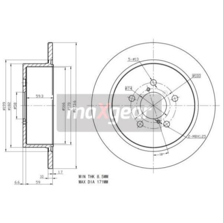 MAXGEAR 19-2356 Brzdový kotúč zadný pre Subaru Legacy Outback