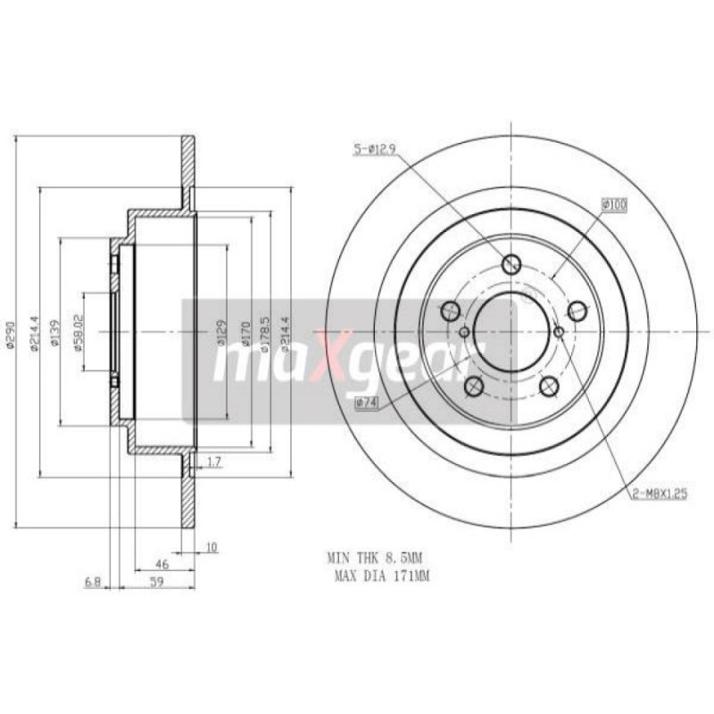 MAXGEAR 19-2357 Brake Disc Rear for Subaru Legacy Outback
