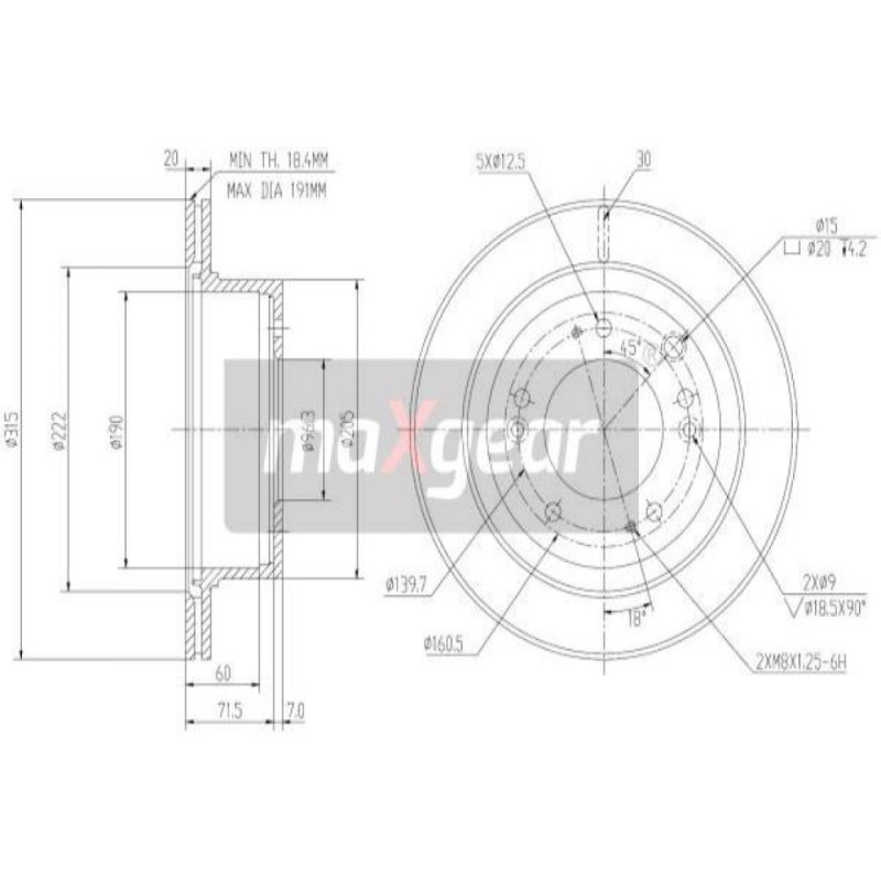 MAXGEAR 19-2372 Brzdový kotúč pre Kia Sorento