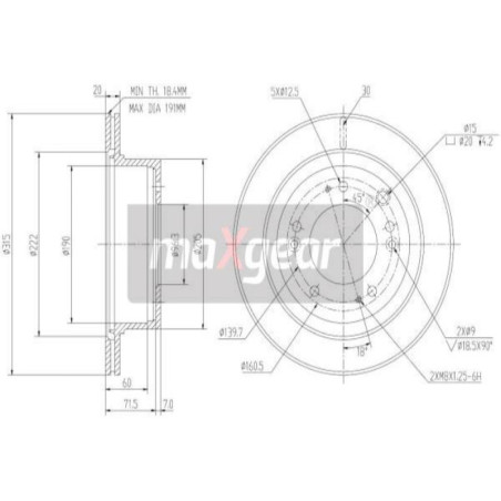 MAXGEAR 19-2372 Disco freno per Kia Sorento