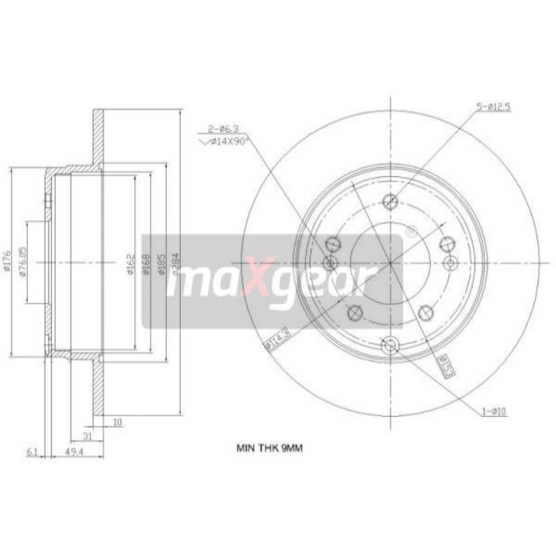 MAXGEAR 19-2382 Disco de freno trasero para Grandeur Sonata Optima Cadenza ix35