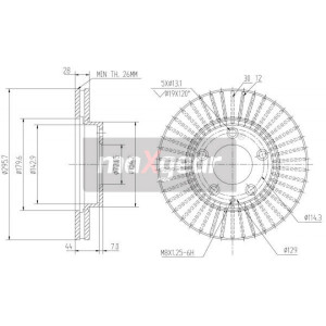 MAXGEAR 19-2387 Brzdový kotúč predný pre Mazda MPV XEDOS