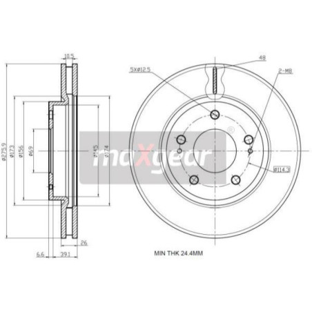 MAXGEAR 19-2388 Brzdový kotúč predný pre Lancer Outlander Space Runner Chariot