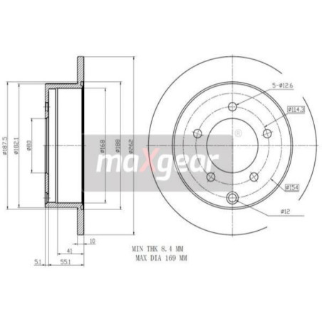 MAXGEAR 19-2389 Tarcza hamulcowa tył dla Mitsubishi Lancer