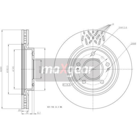 MAXGEAR 19-2393 Brzdový kotouč přední pro Mitsubishi Grandis