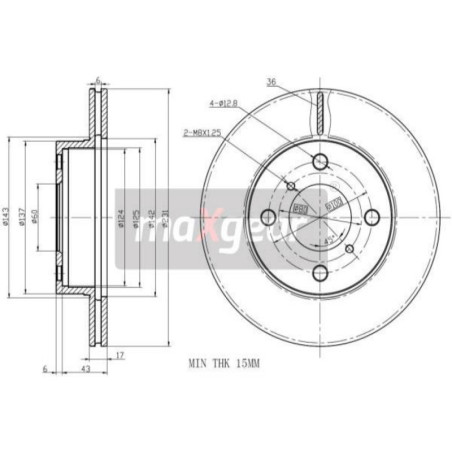 MAXGEAR 19-2327 Disco freno anteriore per Suzuki Alto