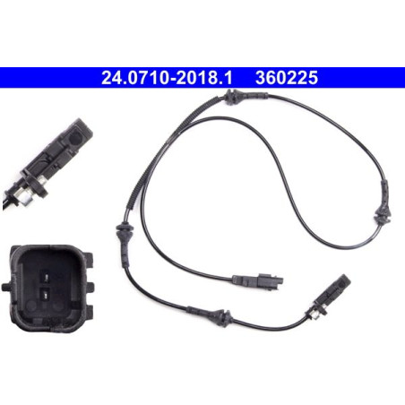 ATE 24.0710-2018.1 ABS Wheel Speed Sensor Front for 407 C6
