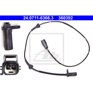 ATE 24.0711-6366.3 ABS Wheel Speed Sensor Front Left for Volvo XC90