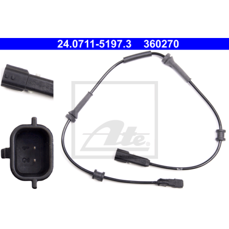 ATE 24.0711-5197.3 Rear ABS Wheel Speed Sensor for Renault Laguna III (2007-2015)