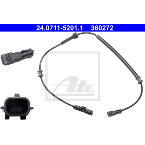 ATE 24.0711-5201.1 Czujnik ABS tył dla Renault Laguna