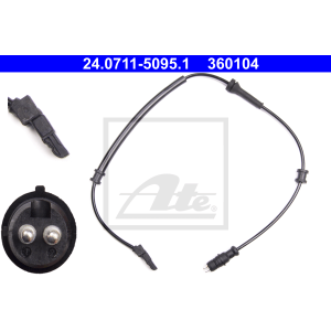 ATE 24.0711-5095.1 ABS Wheel Speed Sensor Rear for Renault Laguna