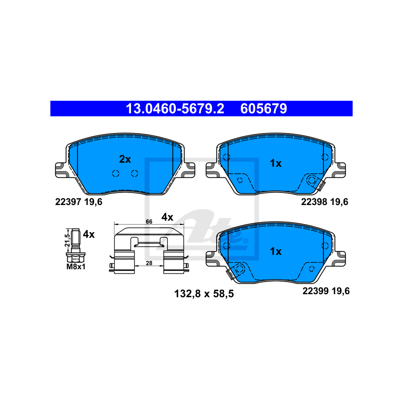 ATE 13.0460-5679.2 Klocki hamulcowe przód dla Fiat Tipo