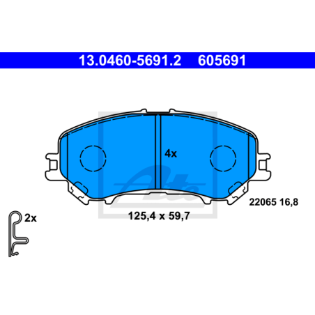 ATE 13.0460-5691.2 Brake Pads Set Front for X-Trail Kadjar Koleos Qashqai