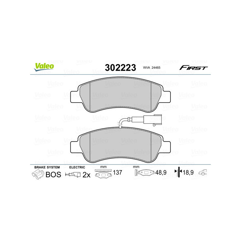 VALEO 302223 Klocki hamulcowe Tył dla