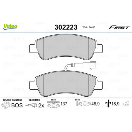 VALEO 302223 Pastiglie freno Posteriore per