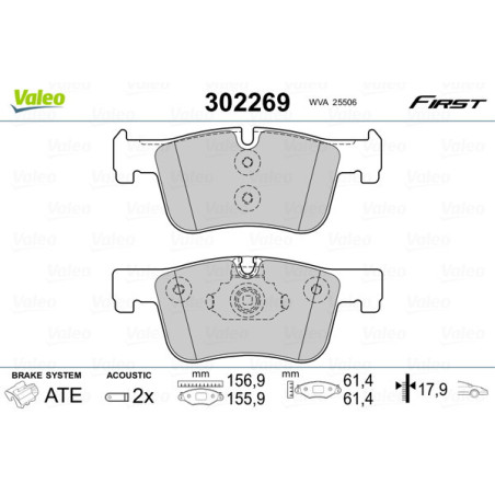 VALEO 302269 Brzdové platničky Predné pre