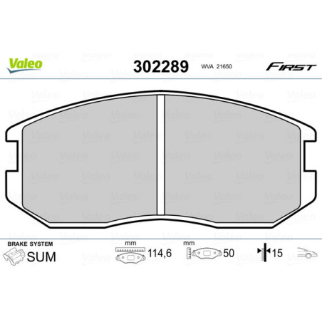 VALEO 302289 Brzdové platničky Predné pre