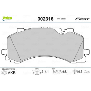 VALEO 302316 Pastillas de freno Delantero para