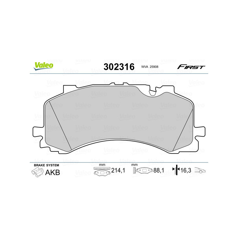 VALEO 302316 Brzdové destičky Přední pro