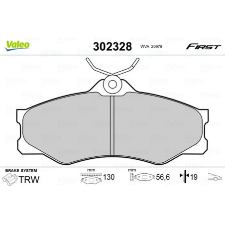 VALEO 302328 Brzdové platničky Predné pre