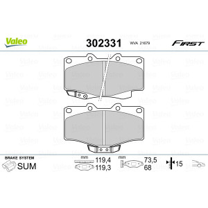 VALEO 302331 Brzdové platničky Predné pre