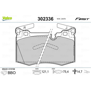 VALEO 302336 Pastiglie freno Anteriore per