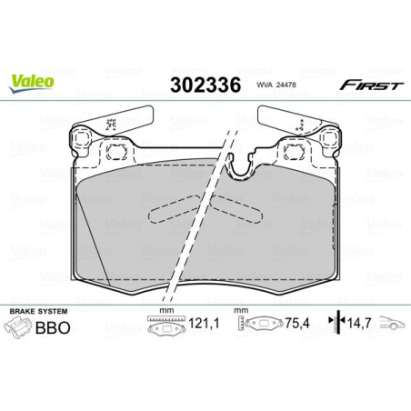 VALEO 302336 Pastillas de freno Delantero para