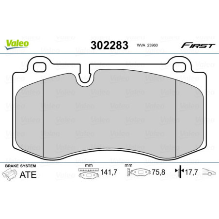 VALEO 302283 Brzdové platničky Predné pre
