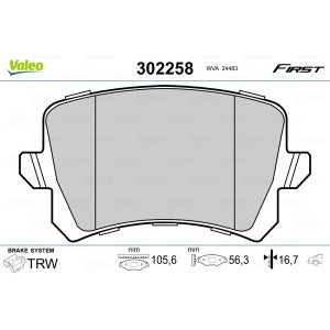 VALEO 302258 Brzdové platničky Zadné pre
