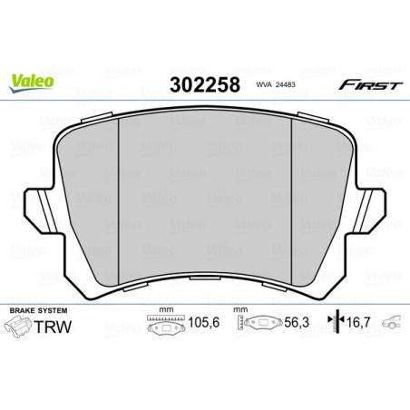 VALEO 302258 Brake Pads Set Rear for