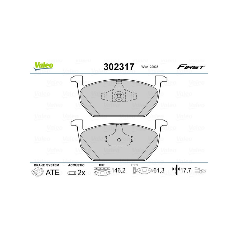 VALEO 302317 Klocki hamulcowe Przód dla
