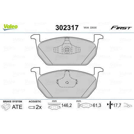 VALEO 302317 Klocki hamulcowe Przód dla