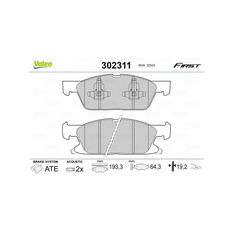 VALEO 302311 Pastillas de freno Delantero para