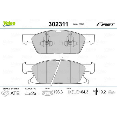 VALEO 302311 Klocki hamulcowe Przód dla