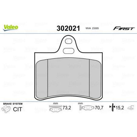 VALEO 302021 Brzdové platničky Zadné pre