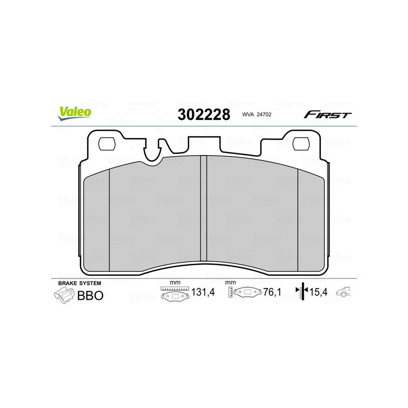 VALEO 302228 Brzdové platničky Zadné pre