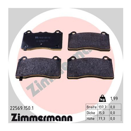 ZIMMERMANN 22569.150.1 Brzdové destičky Přední pro