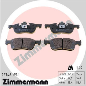 ZIMMERMANN 22748.165.1 Brake Pad Set Front for