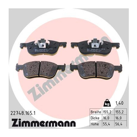 ZIMMERMANN 22748.165.1 Brzdové destičky Přední pro
