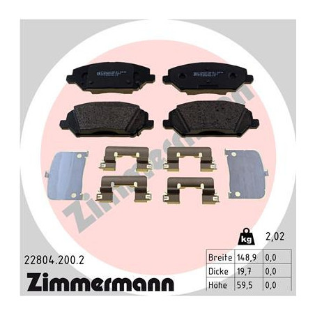 ZIMMERMANN 22804.200.2 Pastillas de freno Delantero para