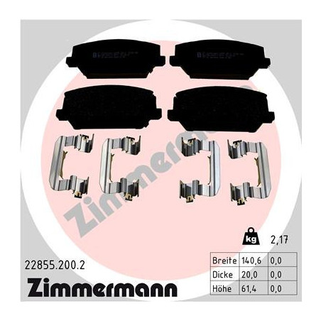 ZIMMERMANN 22855.200.2 Brake Pads Set Front for