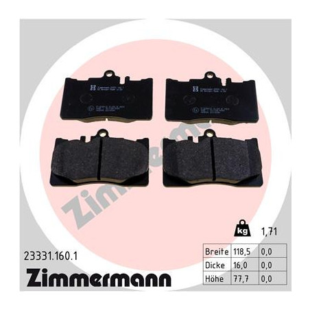 ZIMMERMANN 23331.160.1 Brzdové destičky Přední pro