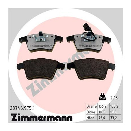 ZIMMERMANN 23746.975.1 Plaquettes de frein Avant pour