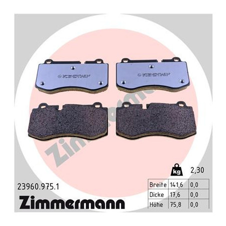 ZIMMERMANN 23960.975.1 Brake Pads Set Front for