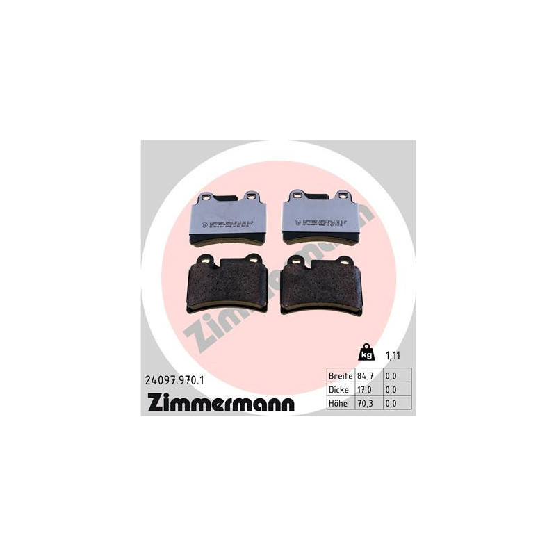 ZIMMERMANN 24097.970.1 Bremsbeläge Hinten für
