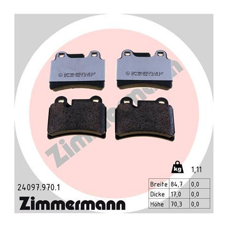 ZIMMERMANN 24097.970.1 Bremsbeläge Hinten für