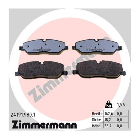 ZIMMERMANN 24191.980.1 Brzdové destičky Přední pro